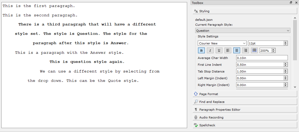 Example of style changed